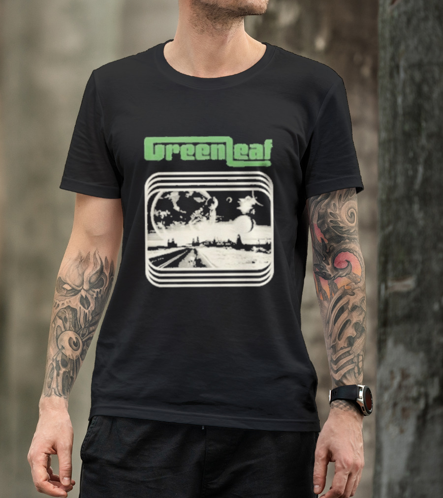Greenleaf Black Space Scenic Globe With Railway Tracks T-Shirt