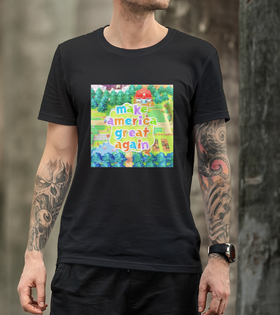 Make America Great Again Colorful Forest Game Inspired Scenery White House Pokopia Generator T-Shirt