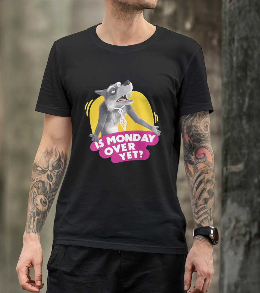 Masha And The Bear Wolf Character Asking Is Monday Over Yet T-Shirt