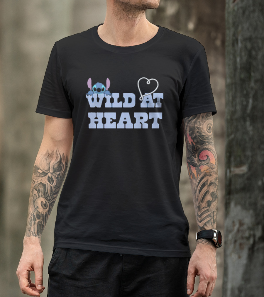 Wild At Heart Stitch Disney Character Cute Alien Heart T-Shirt