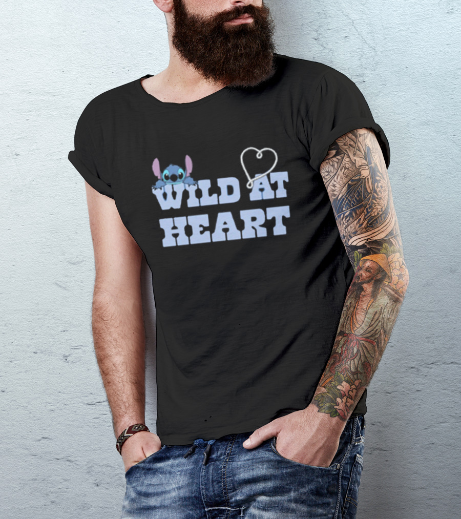 Wild At Heart Stitch Disney Character Cute Alien Heart T-Shirt