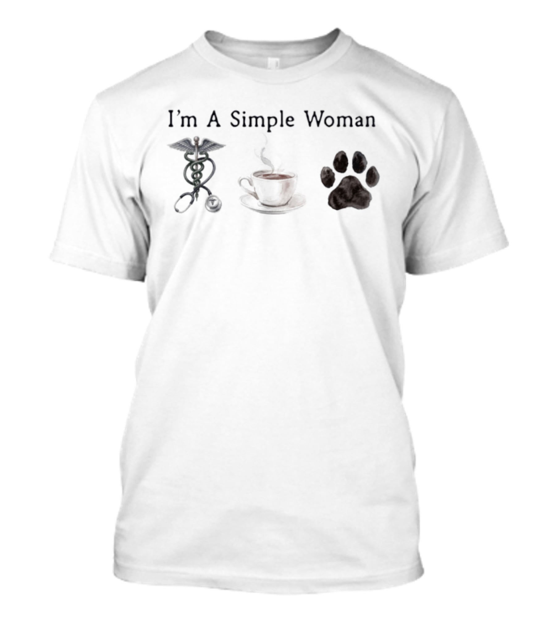 I'm A Simple Woman Nurse Coffee Paw Print T-Shirt