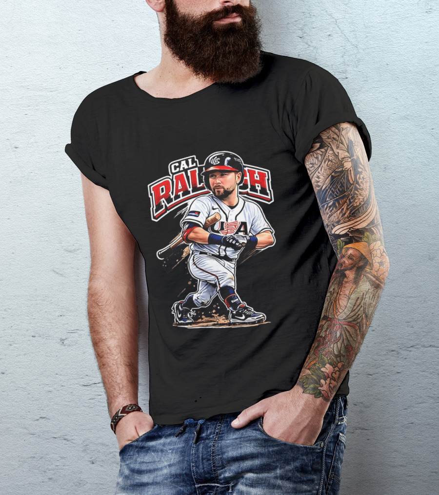 Cal Raleigh USA Baseball Classic Team Player Caricature T-Shirt