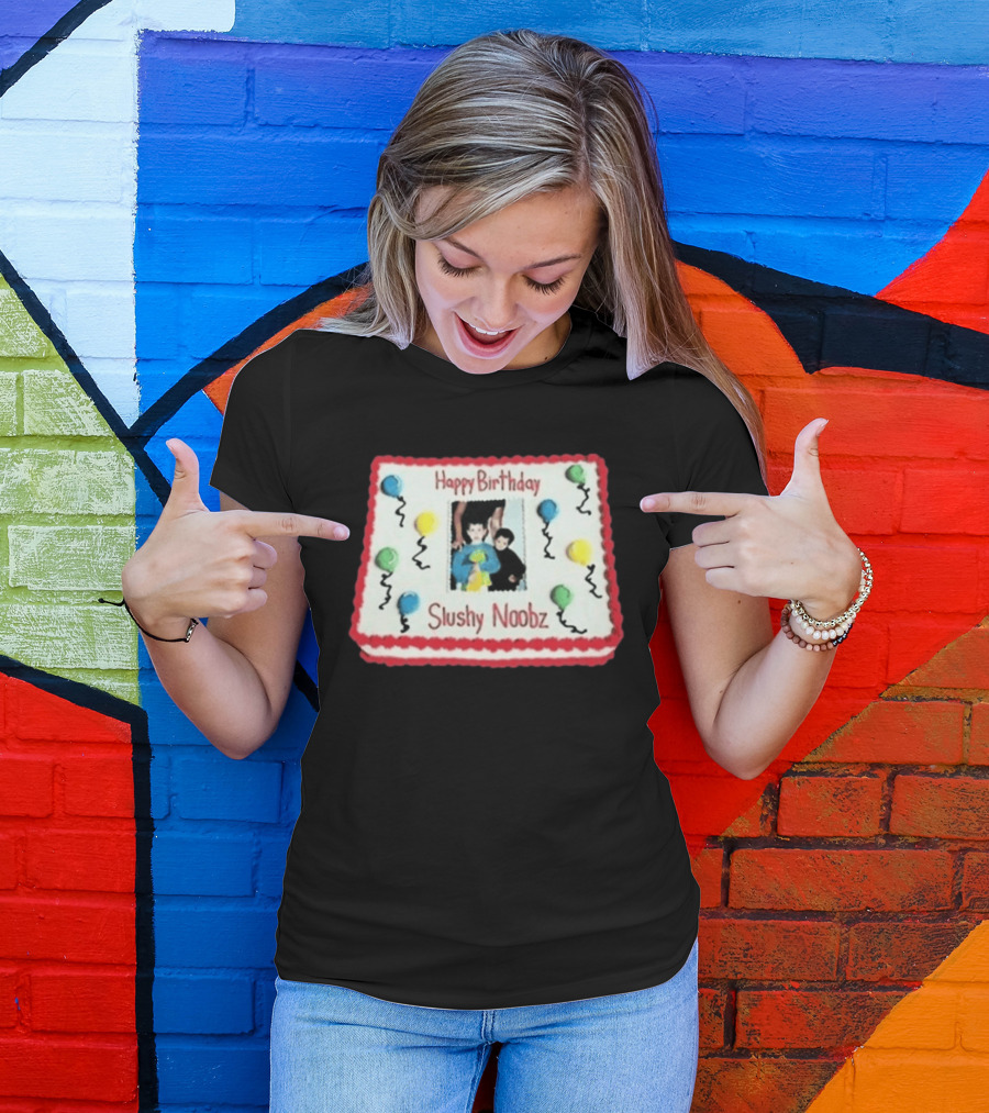 Happy Birthday Slushy Noobz Cake Balloons 2026 T-Shirt