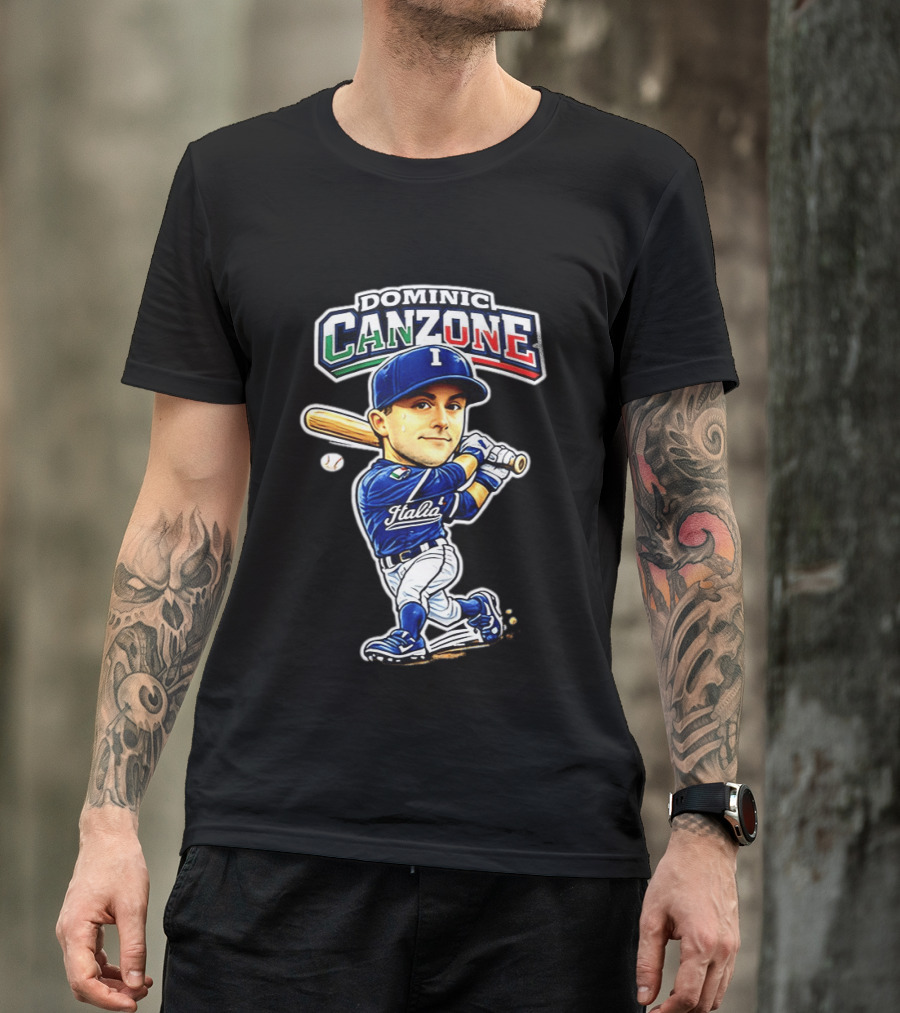 Italy Baseball Classic Dominic Canzone Italia Team Caricature T-Shirt