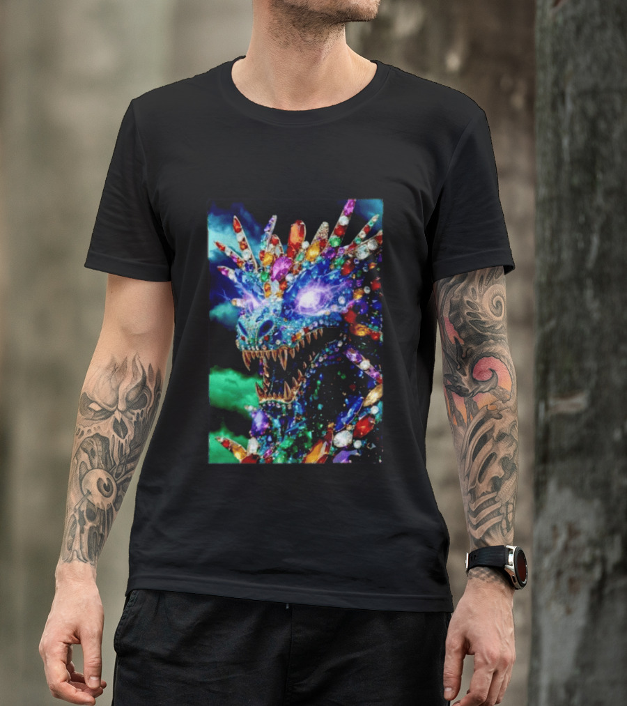 Dragon Crystal Psychedelic Gem Monster Multicolor Jewel Encrusted Creature T-Shirt