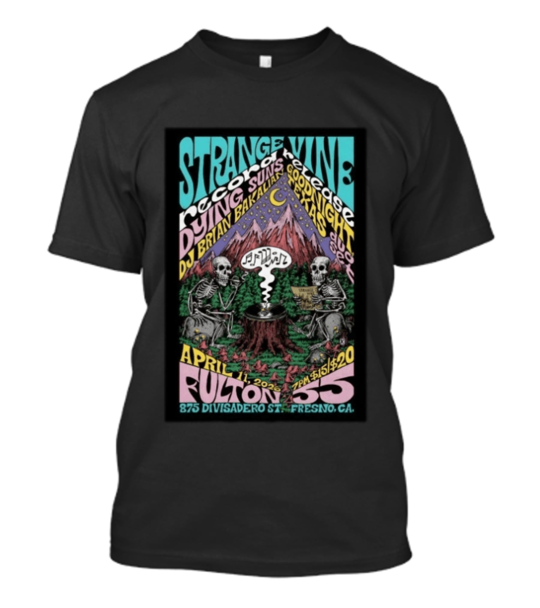 Strange Vine Records Release Fresno April 11 2026 DJ Brian Bakalian Fulton 55 T-Shirt