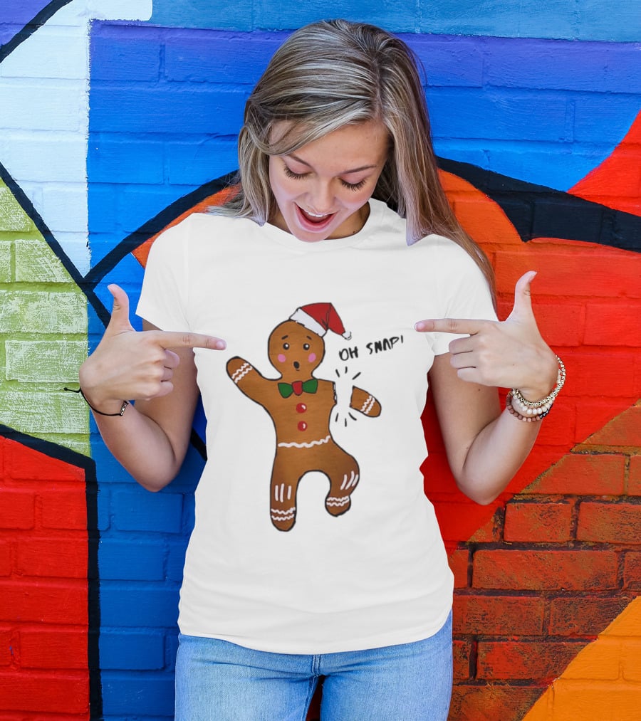 Gingerbread Man Oh Snap Broken Arm Christmas Humor T-Shirt