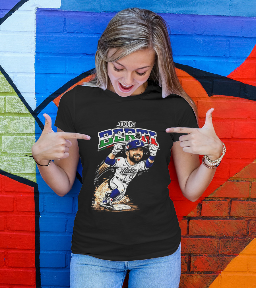 Jon Berti Italy Baseball Classic Caricature 13 T-Shirt