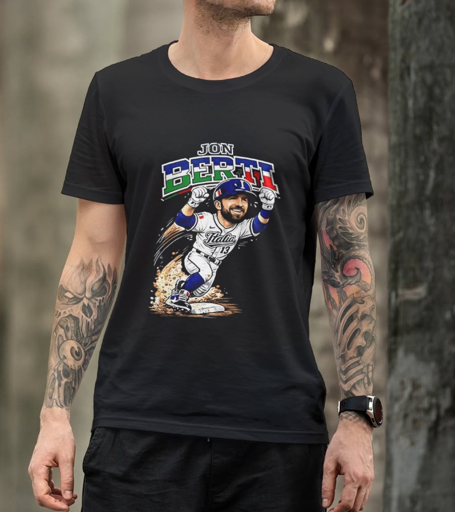 Jon Berti Italy Baseball Classic Caricature 13 T-Shirt