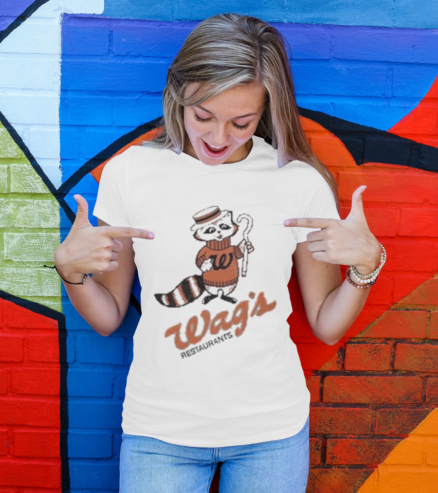 Wag's Restaurant Raccoon Character Sweater Cane T-Shirt