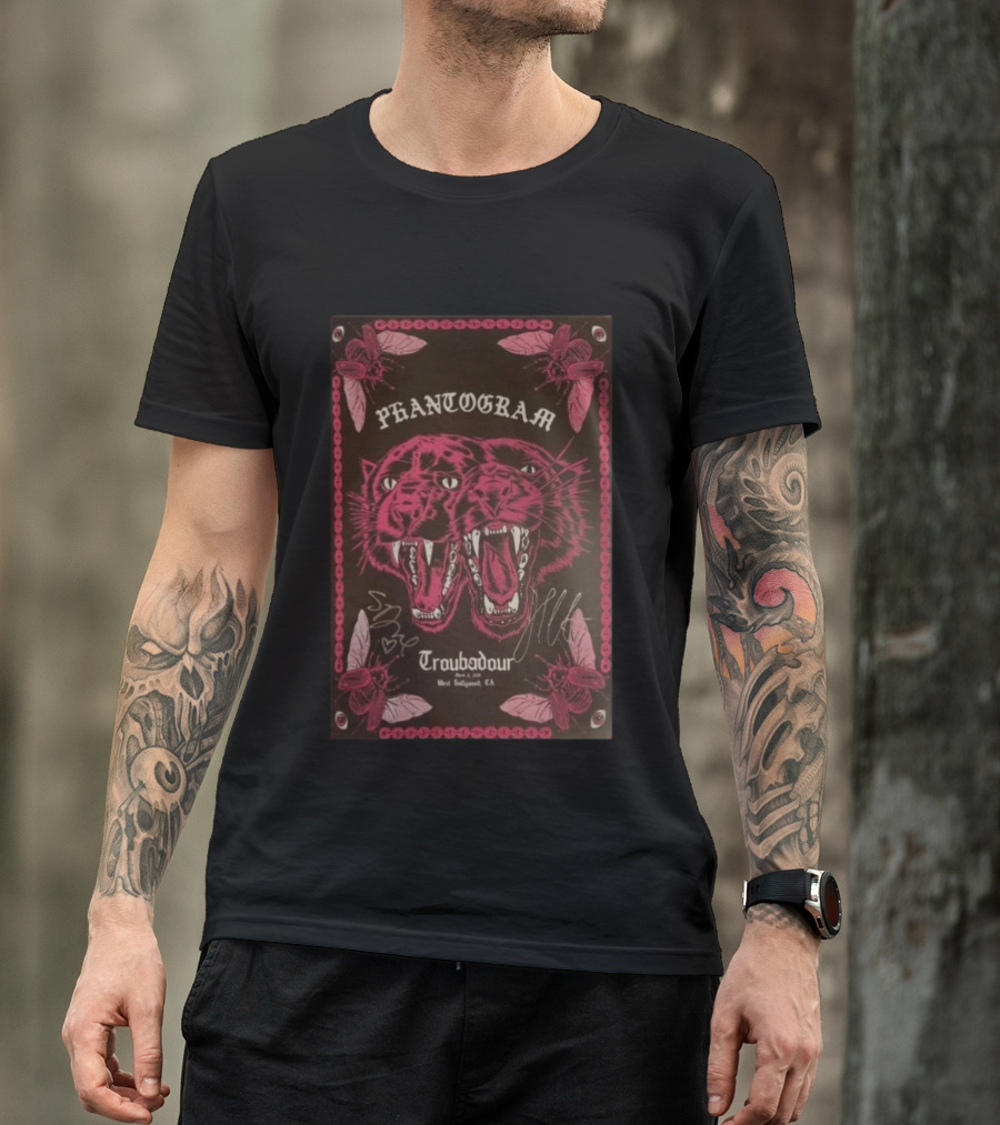 Phantogram Troubadour West Hollywood CA Signed Pink Panther Insects T-Shirt