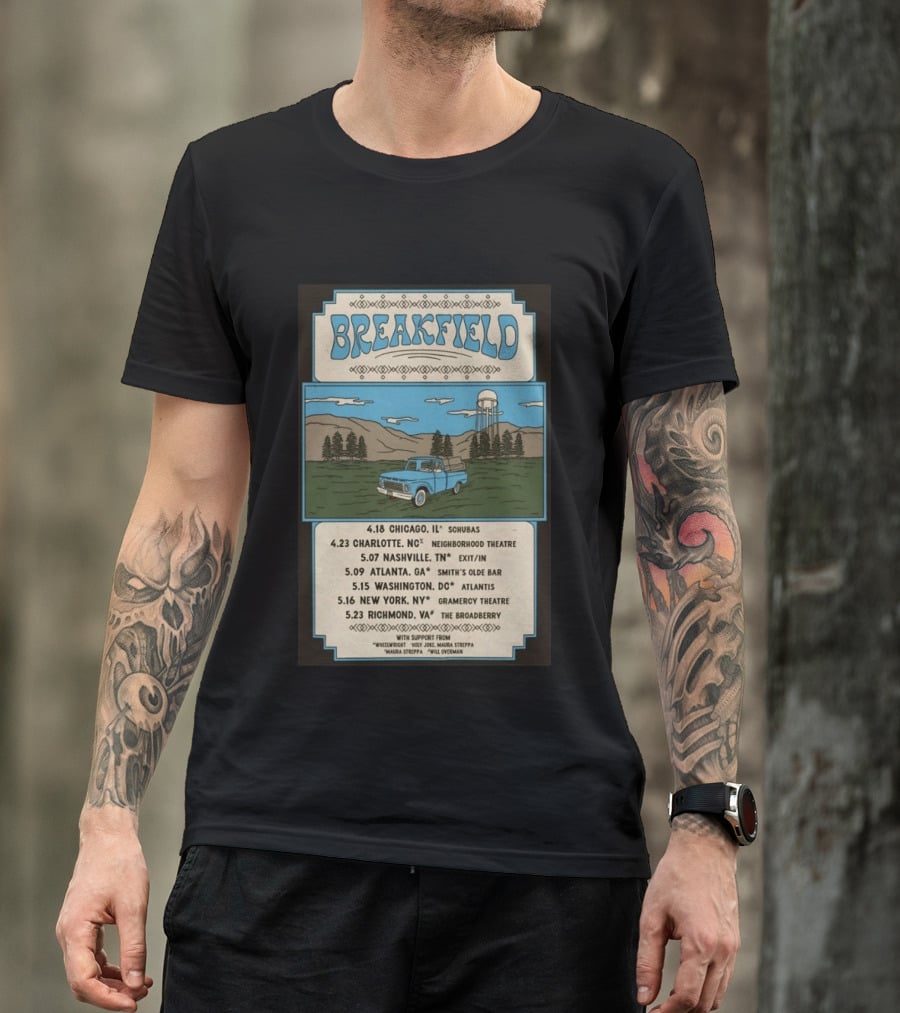 Breakfield 2026 Spring Tour Dates With Classic Truck And Scenic Landscape T-Shirt