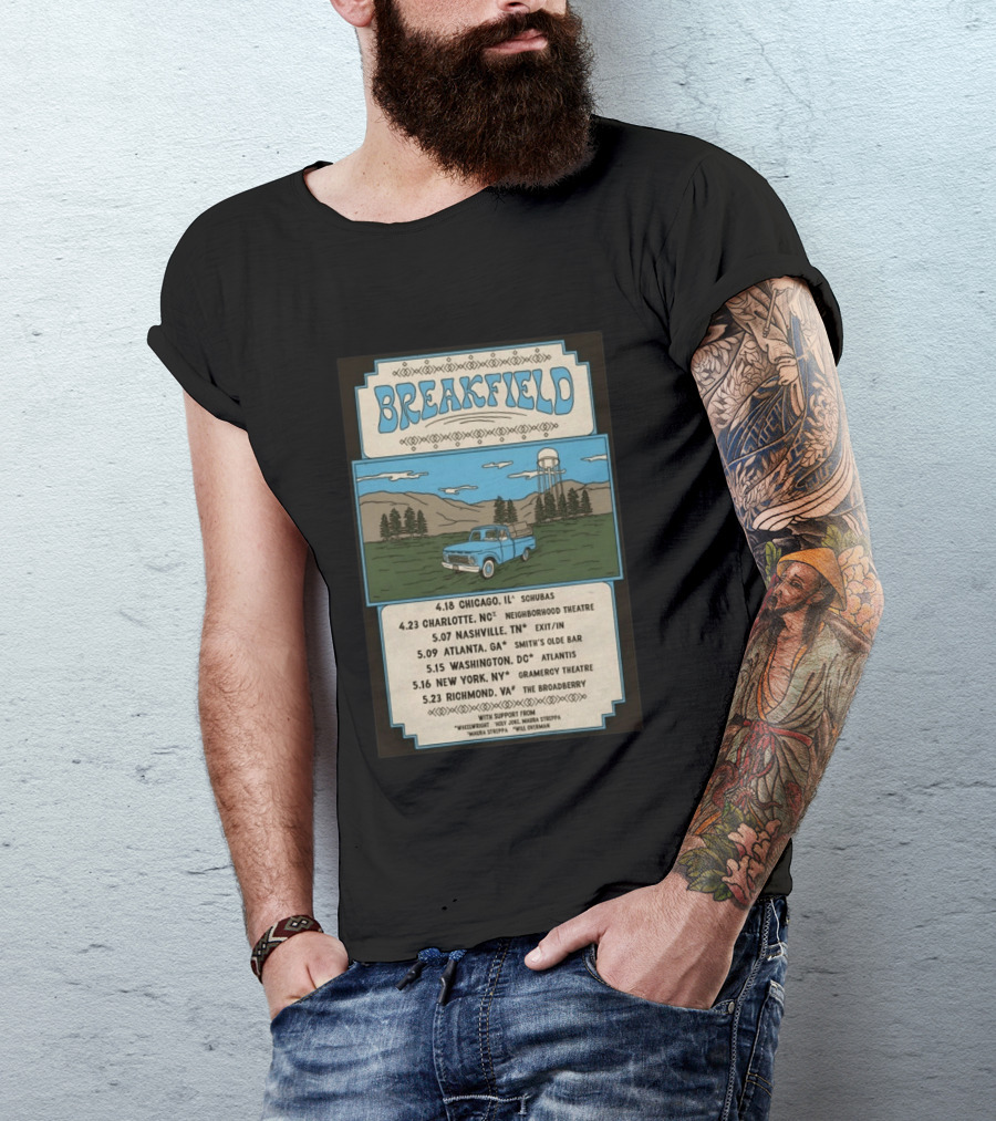 Breakfield 2026 Spring Tour Dates With Classic Truck And Scenic Landscape T-Shirt