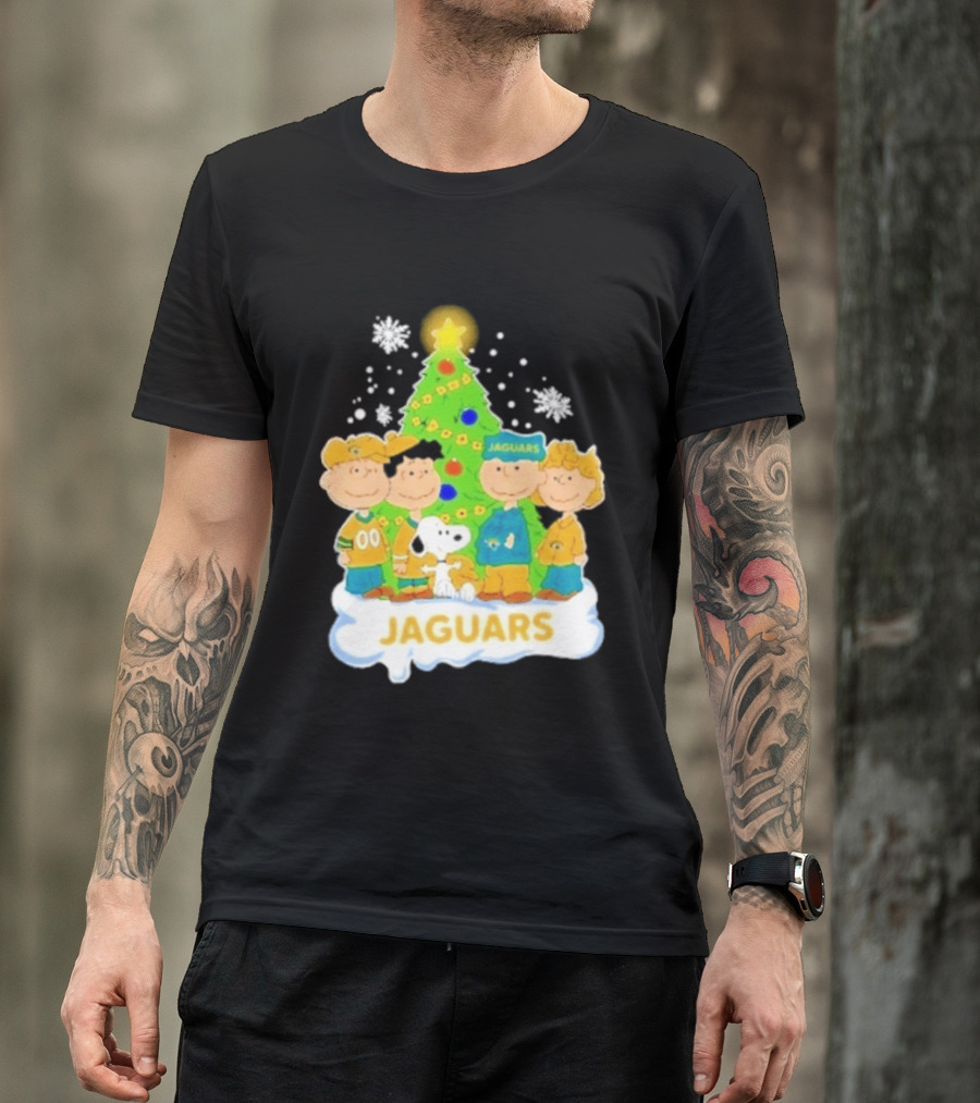 Jacksonville Jaguars Snoopy Peanuts Christmas Tree Celebration T-Shirt