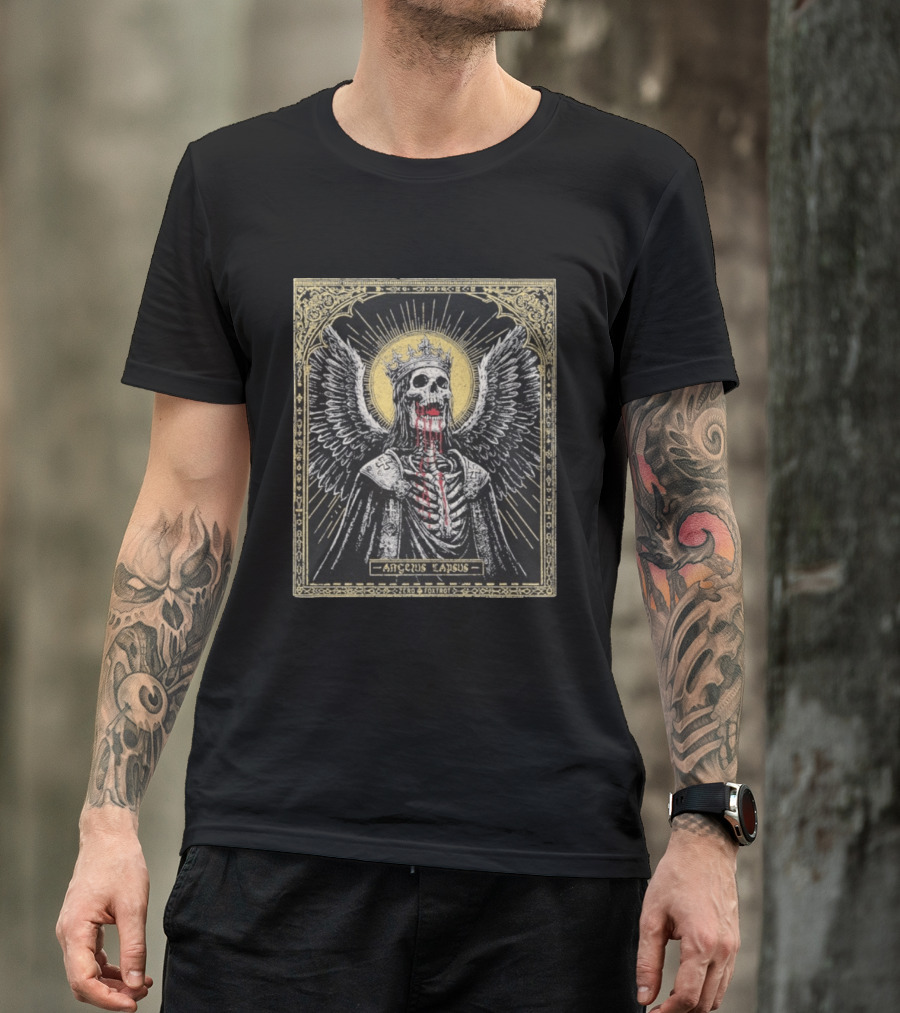 Zero Foxtrot Angelus Lapsus Fallen Angel Skeleton Halo Crown Wings Sacred Gothic Image T-Shirt
