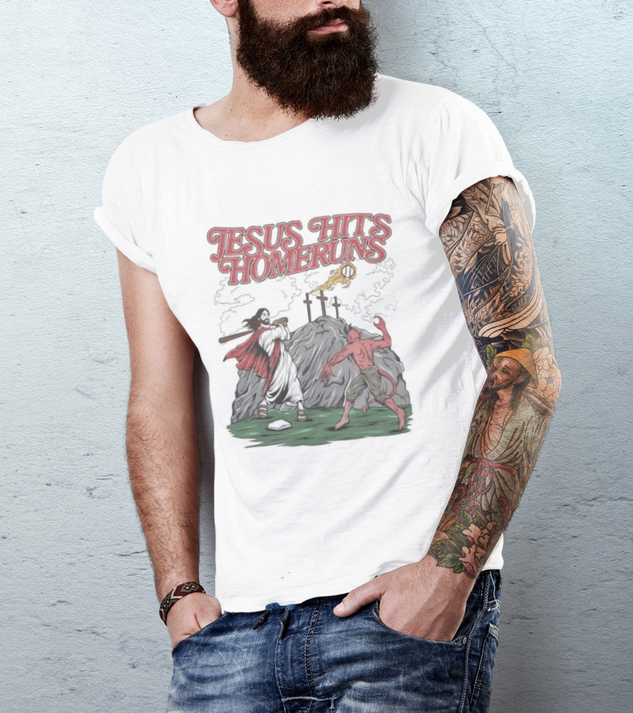 Jesus Hits Homeruns Biblical Baseball T-Shirt