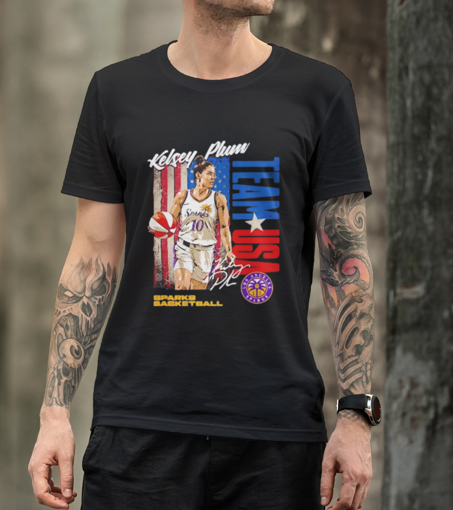 Kelsey Plum Team USA Los Angeles Sparks Basketball Spark T-Shirt