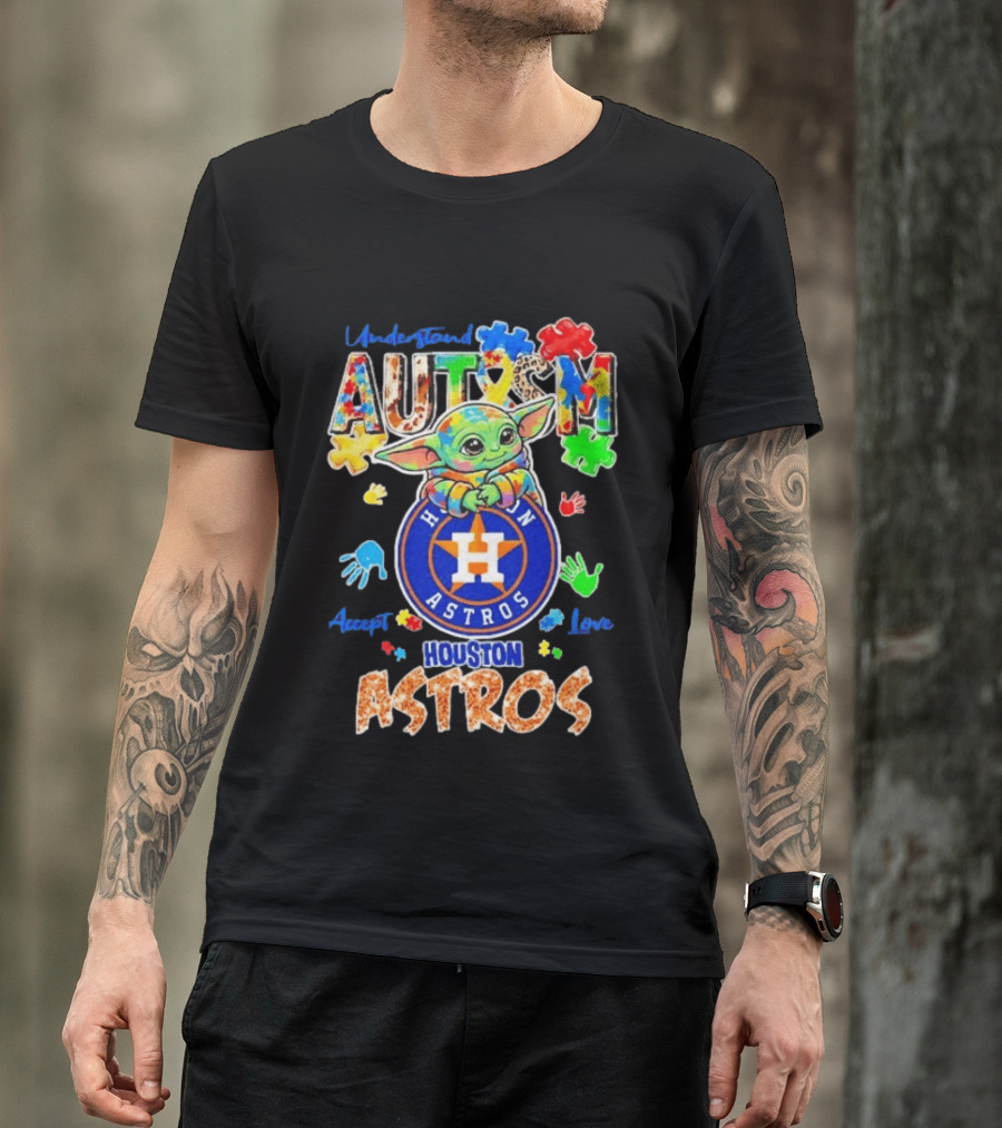 Understanding Autism Baby Yoda Houston Astros Accept Love T-Shirt