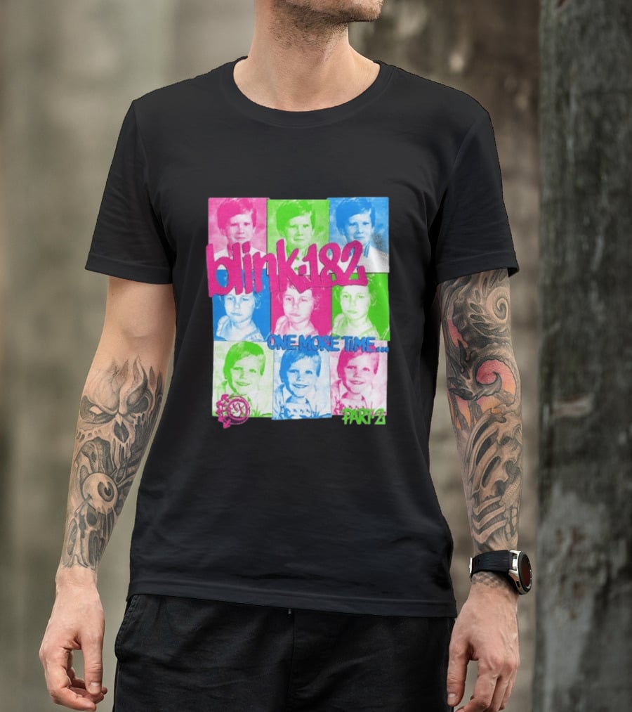 Blink 182 One More Time Tour Part 2 Retro Childhood Photo Collage T-Shirt