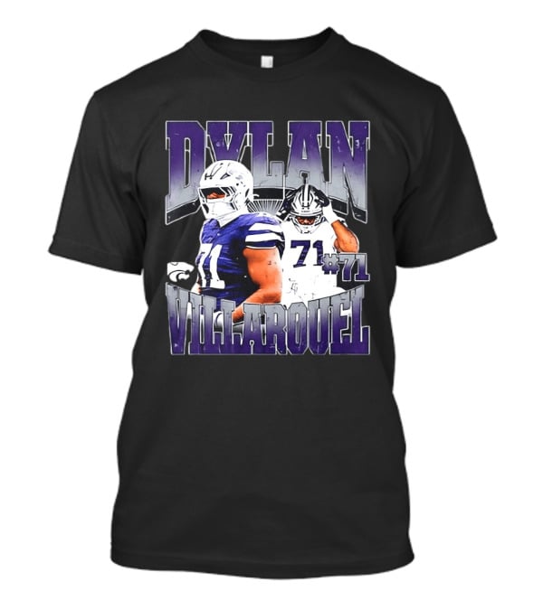 Dylan Villarouel Kansas State Wildcats Football #71 Player T-Shirt
