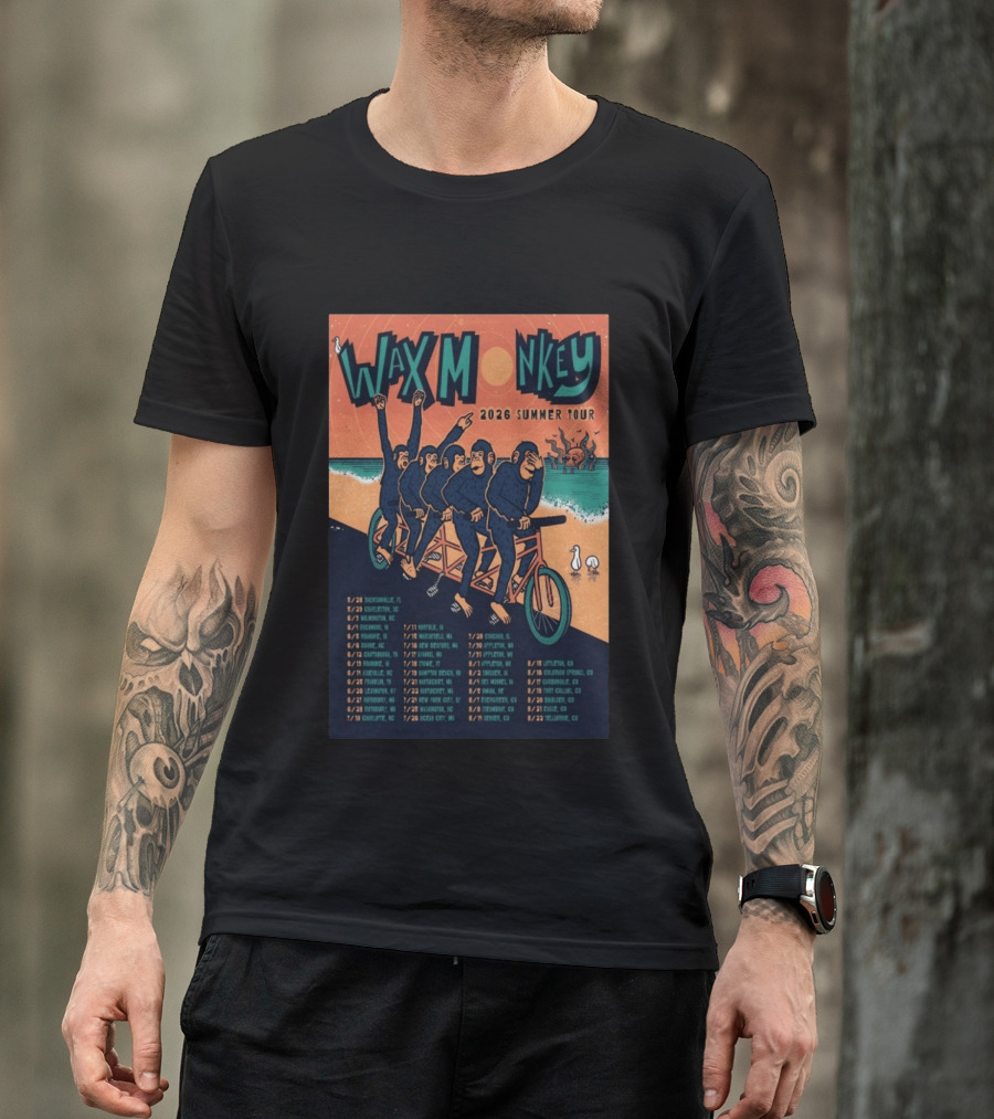 Wax Monkey 2026 Summer Tour Bicycle Monkeys Coastal Cities Concert Dates T-Shirt