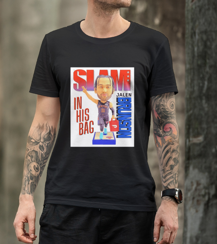 Slam Jalen Brunson New York Knicks In His Bag Big Bobblehead T-Shirt