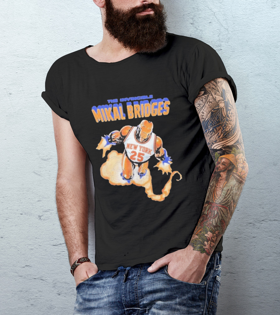 New York Knicks Mikal Bridges Iron Man 25 The Invincible T-Shirt