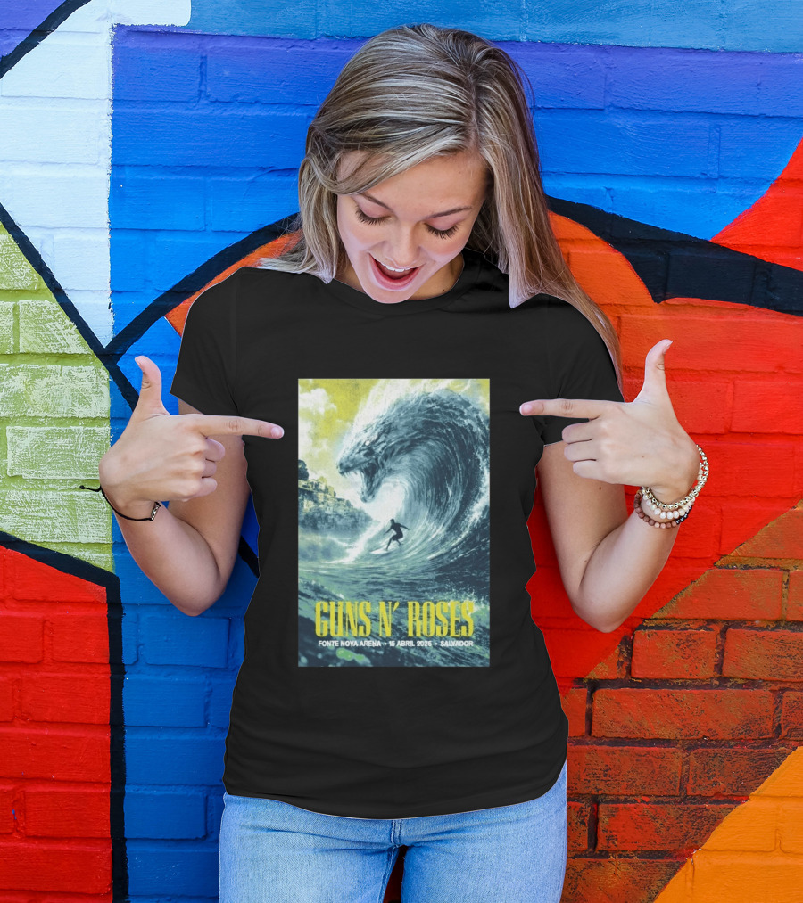 Guns N' Roses Concert April 15 2026 Fonte Nova Arena Salvador Surfer Wave T-Shirt