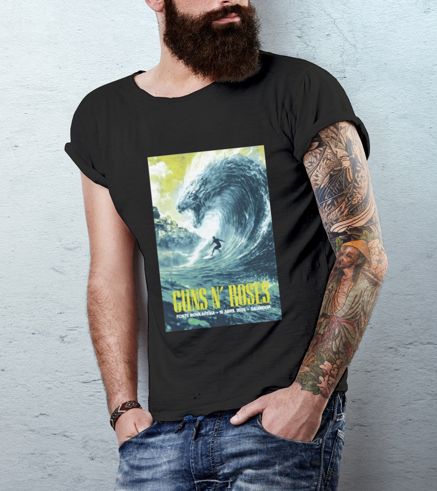 Guns N' Roses Concert April 15 2026 Fonte Nova Arena Salvador Surfer Wave T-Shirt