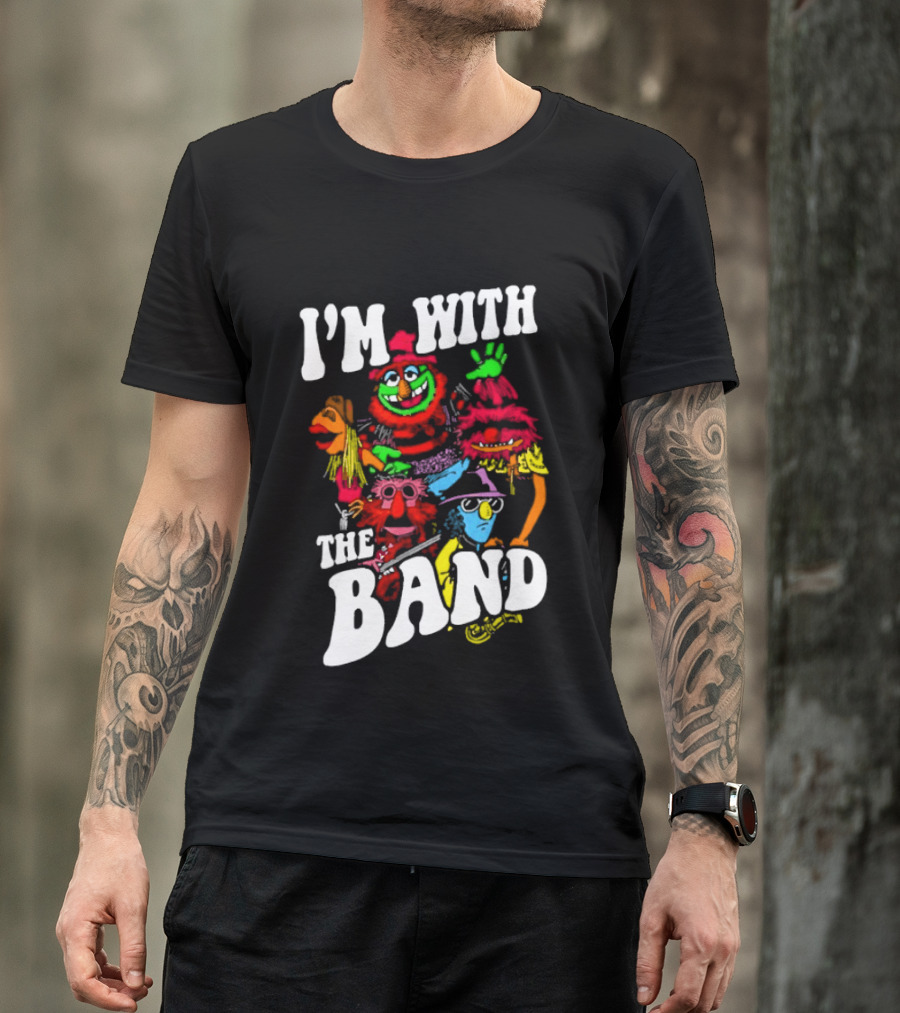 I'm With The Band Muppet Characters Colorful Collage T-Shirt