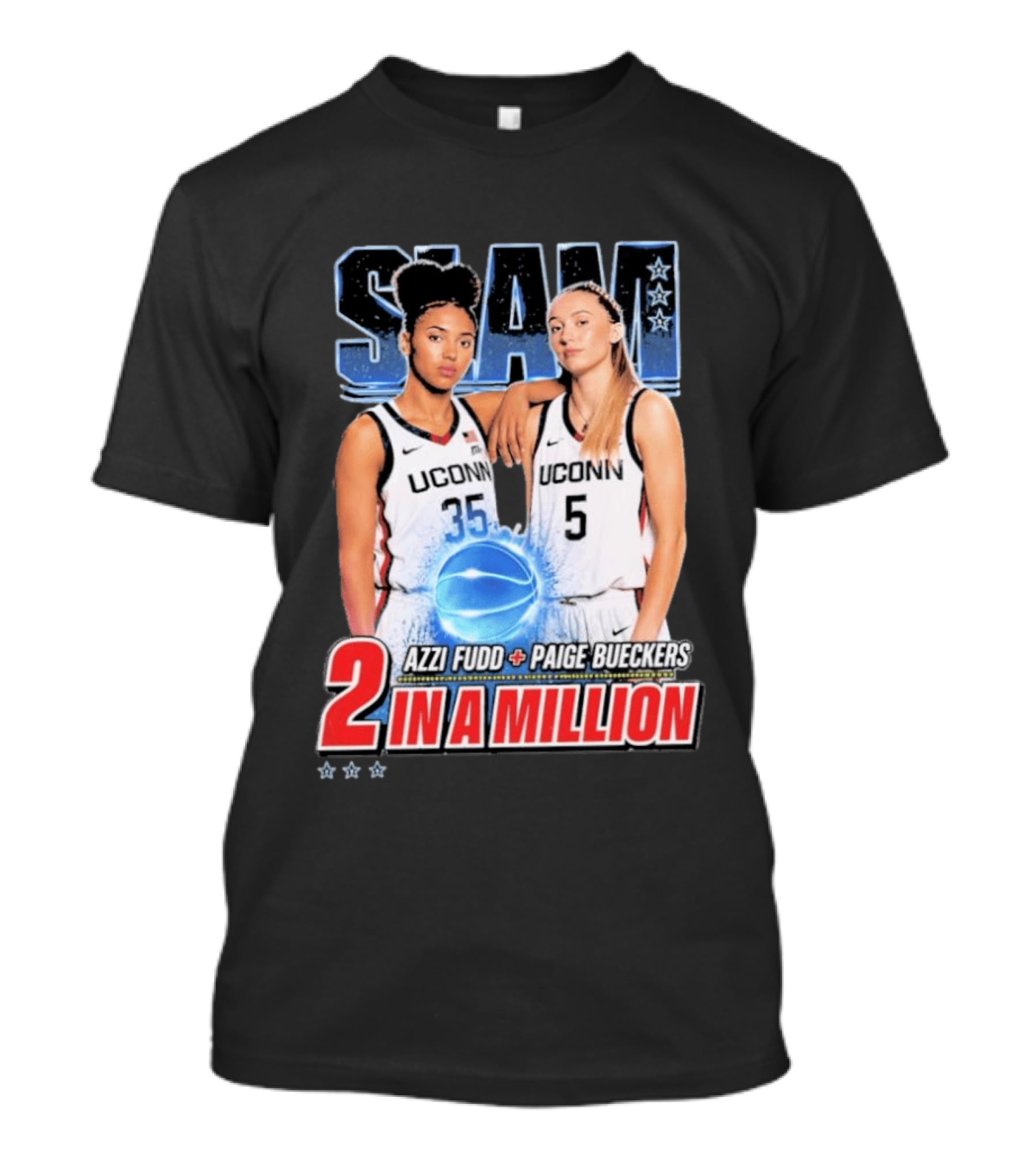 UConn Basketball Stars Paige Bueckers Azzi Fudd SLAM Two In A Million T-Shirt