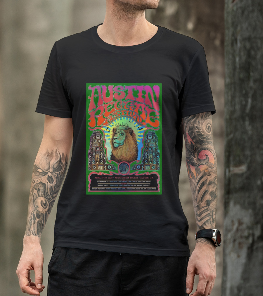 Austin Reggae Festival 2026 Auditorium Shores Stephen Marley Ziggy Marley Iration Jesse Royal Fortunate Youth T-Shirt