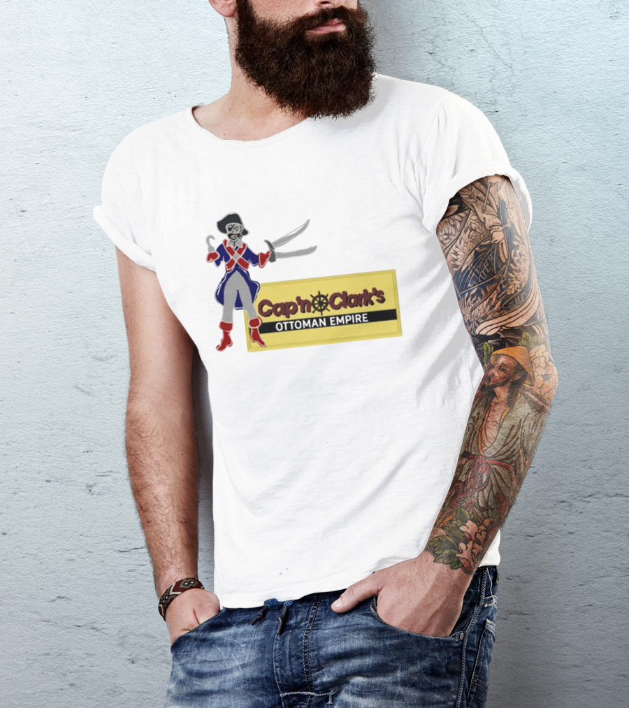 Cap'n Clark's Ottoman Empire Pirate With Crossed Swords T-Shirt