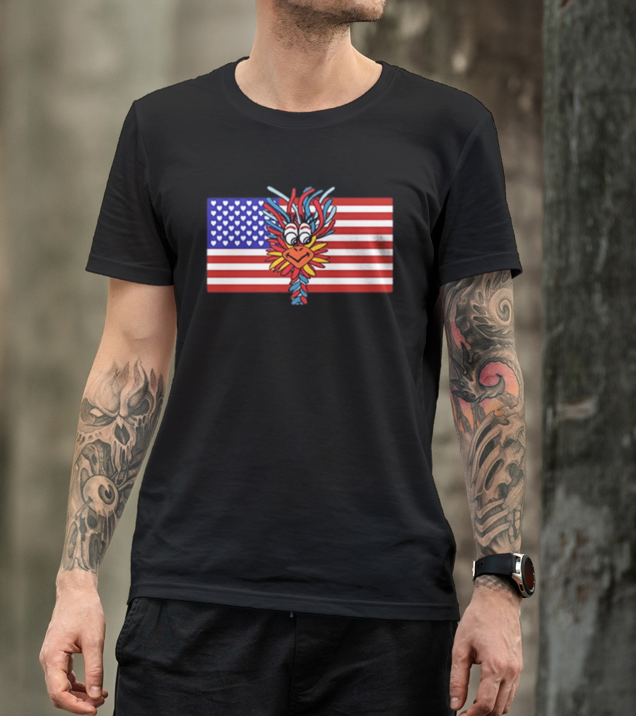 Patriotic Gooney Bird American Flag Hearts And Stripes T-Shirt