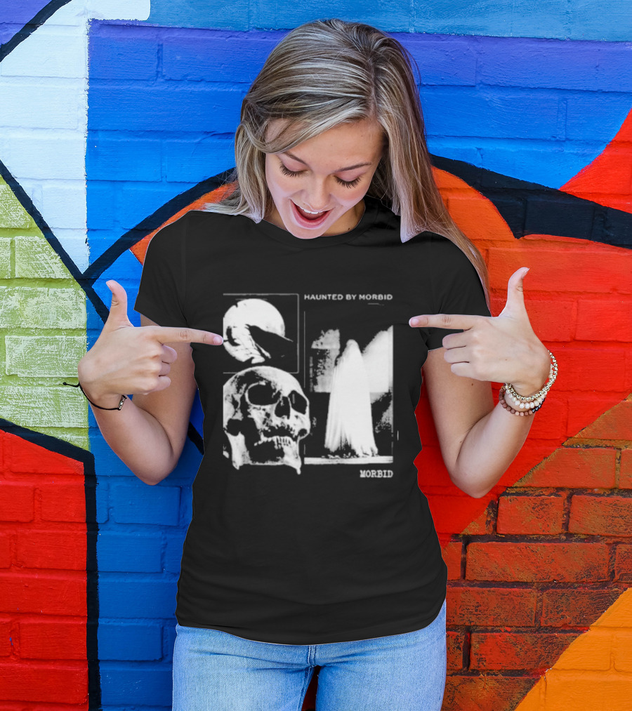 Haunted By Morbid Skull And Ghost Imagery Morbid Podcast T-Shirt