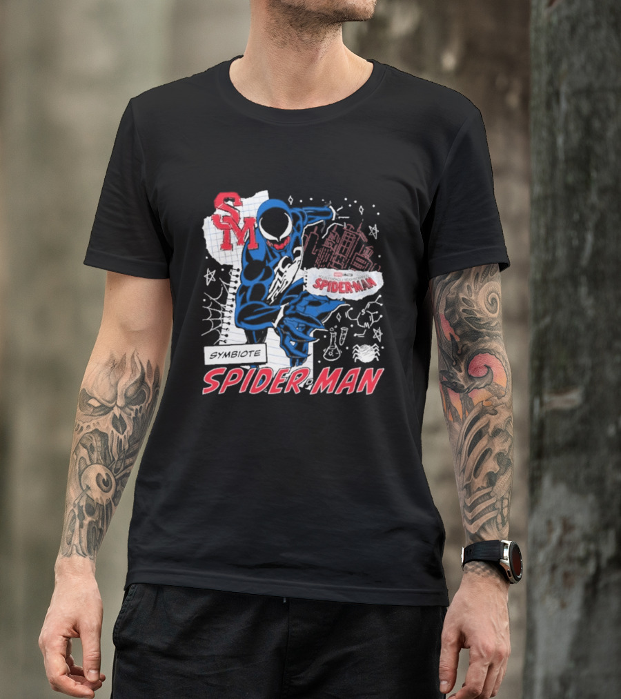 Marvel Symbiote Spider Man Sketch SM Spiderman In City Scene T-Shirt