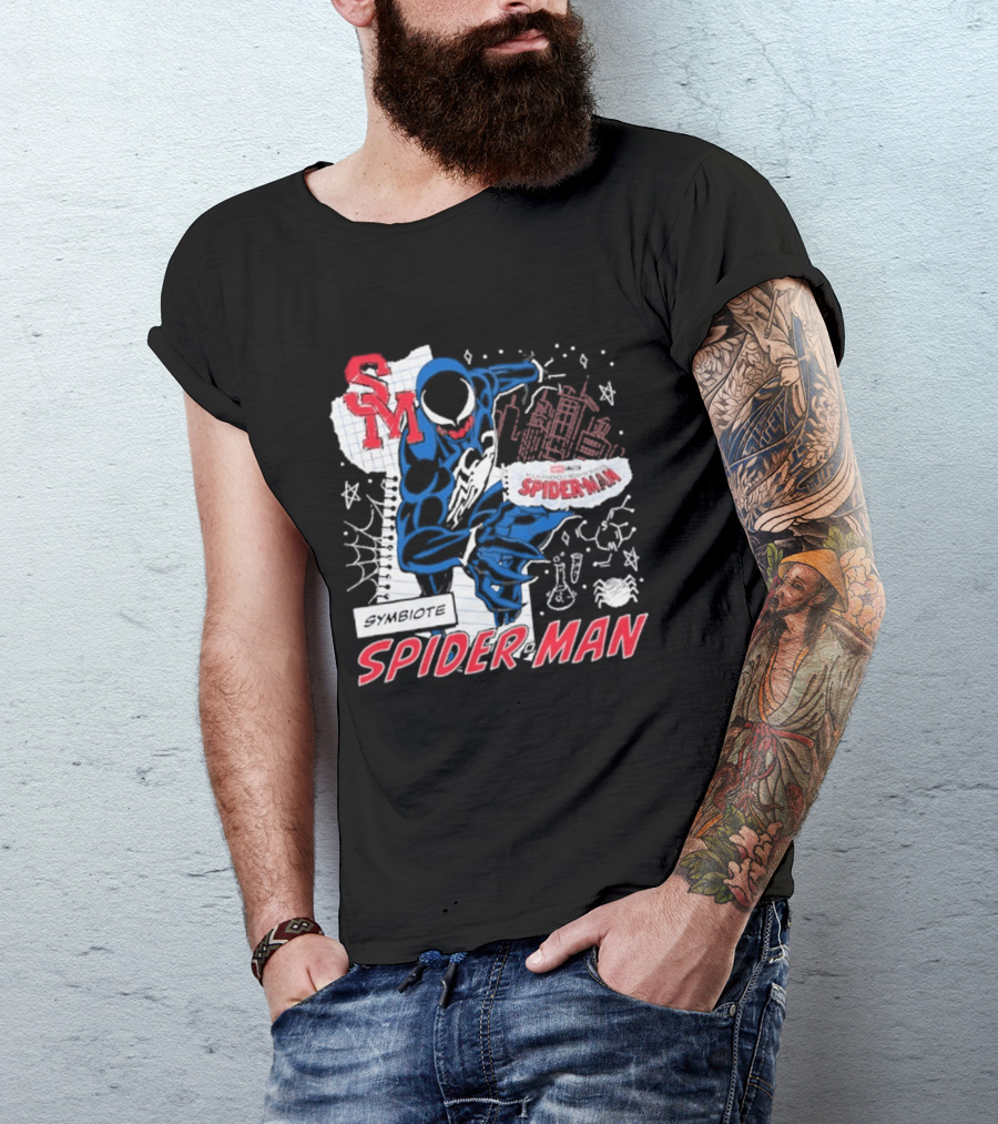 Marvel Symbiote Spider Man Sketch SM Spiderman In City Scene T-Shirt