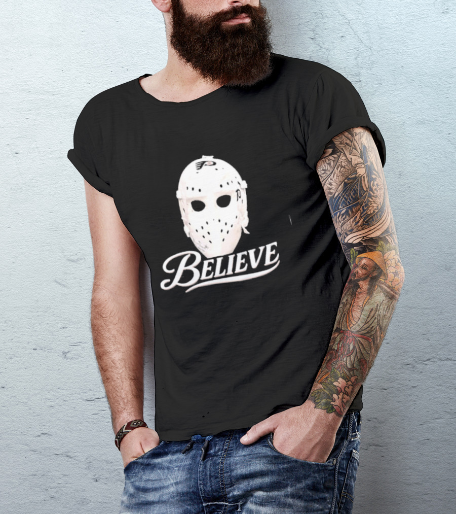 Believe Classic Hockey Mask Philadelphia Flyers T-Shirt