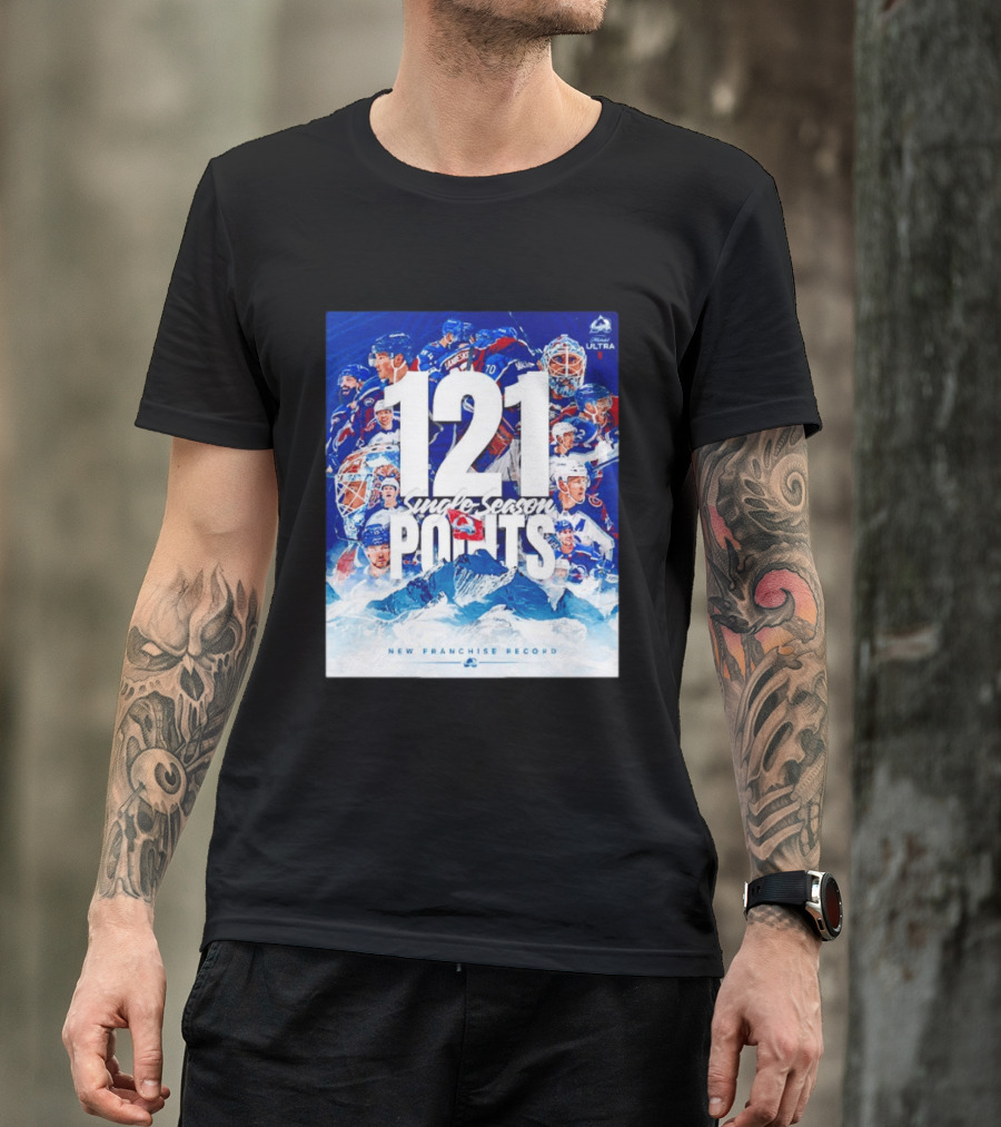 Colorado Avalanche 121 Single Season Points New Franchise Record T-Shirt
