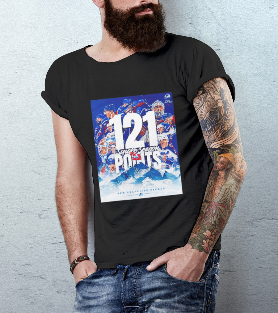 Colorado Avalanche 121 Single Season Points New Franchise Record T-Shirt