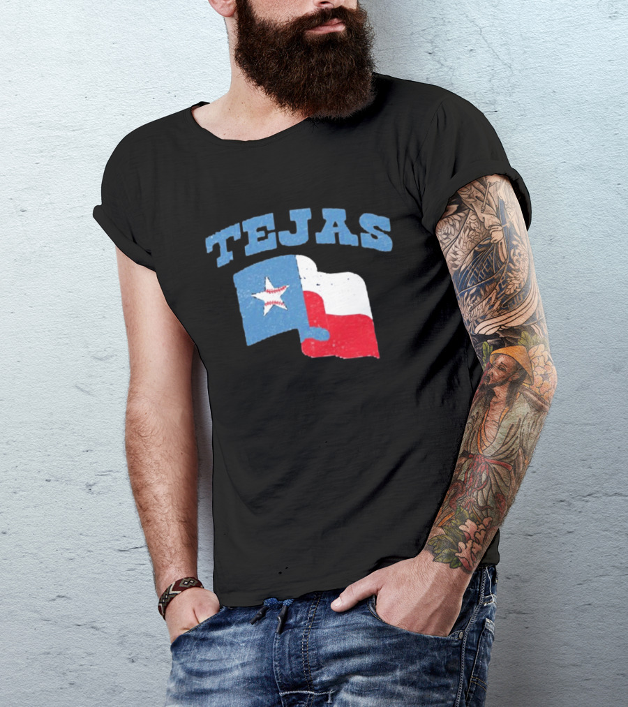 TEJAS Texas Flag With Baseball Star T-Shirt