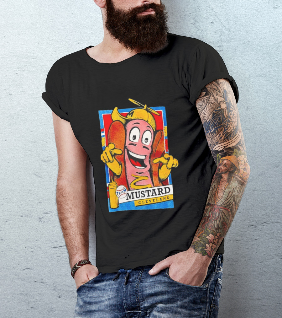 Cleveland Team Mustard Hot Dog Character Colorful T-Shirt