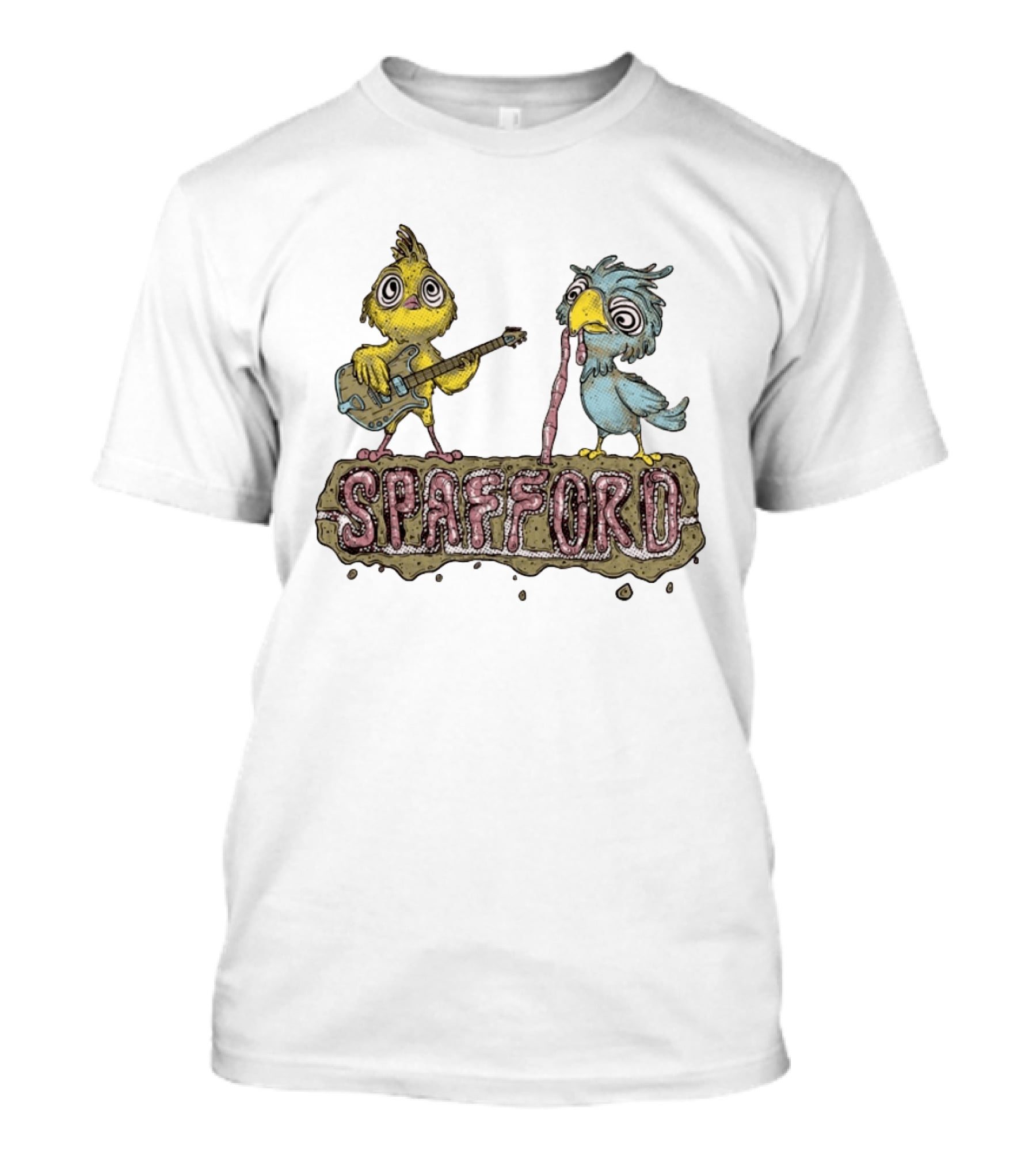 Spafford Birds Playing Guitar And Worm Microphone T-Shirt