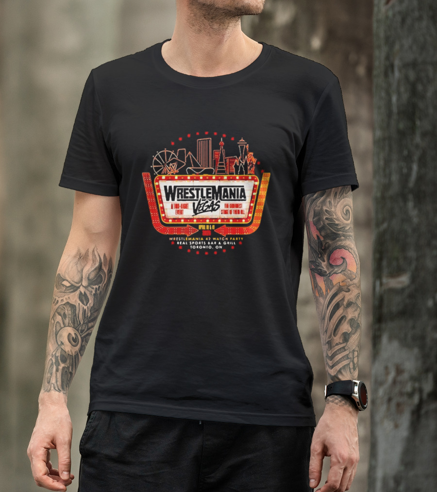 WrestleMania Vegas Skyline Party Fremont St WWE WrestleMania 42 T-Shirt