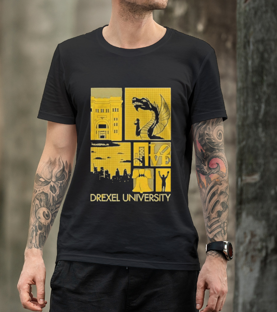 Drexel University Dragons Skyline Liberty Bell Icon Philadelphia T-Shirt