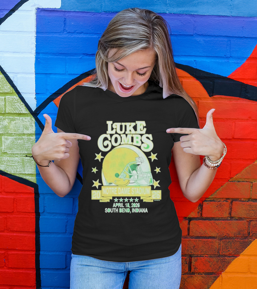 Luke Combs Notre Dame Stadium April 18 2026 South Bend Indiana Helmet Football Event T-Shirt