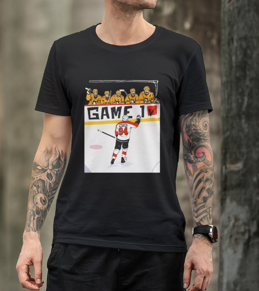 Philadelphia Flyers Porter Martone Celebrates Game 1 Win Over Pittsburgh Penguins T-Shirt