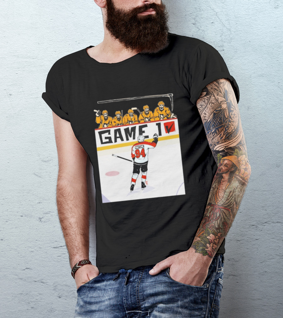 Philadelphia Flyers Porter Martone Celebrates Game 1 Win Over Pittsburgh Penguins T-Shirt