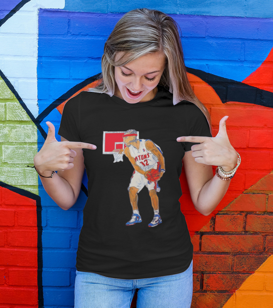 Richard Hamilton Pistons Let It Rip 32 Basketball Action T-Shirt